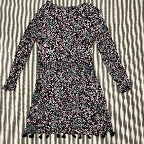 Knox Rose Women’s Floral Long Sleeve Vneck Dress with Tassels size L - Picture 9 of 10